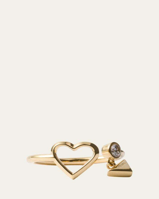 Heart Crystal Brass Ring